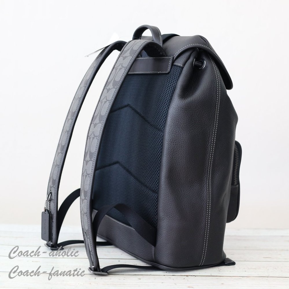 NWT Coach C9864 Sullivan Backpack In Signature Canvas Black/Charcoal - Picture 9 of 13